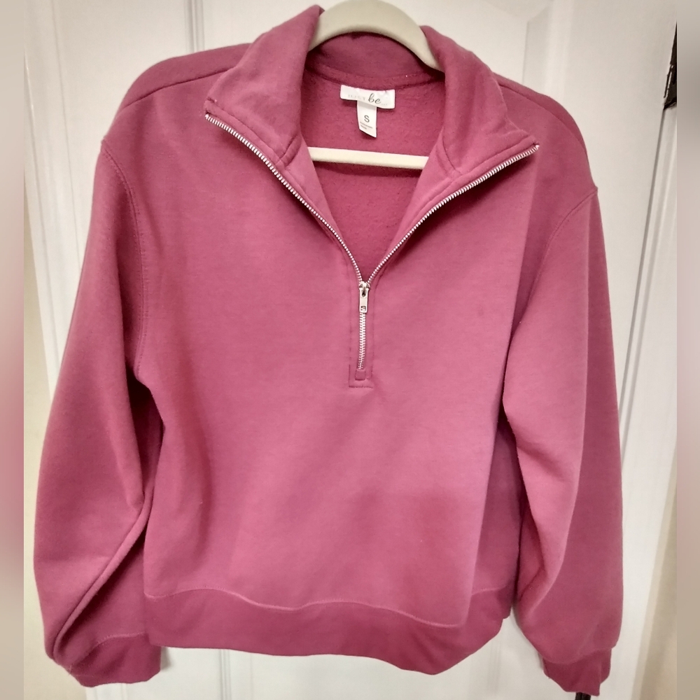 Just be.. Women's Pink Pullover Sweatshirt with Half -Zip Collar